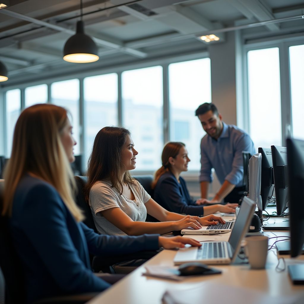 Sala de curs modernă ContaAcademy cu studenți