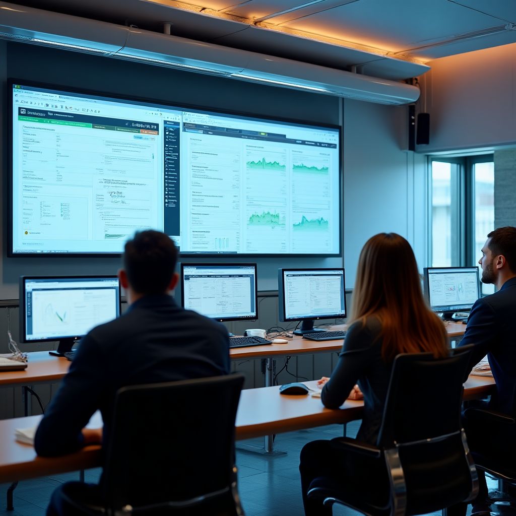 Sală de clasă modernă cu software contabil